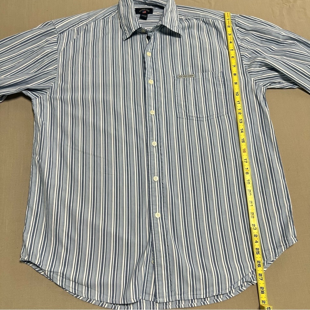 U.S. Polo Assn. Men’s Medium Blue White Striped Button Down Shirt Classic Oxford - Picture 11 of 14